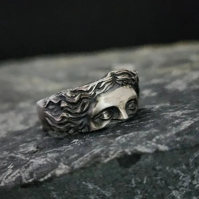 Mythological Face Sculptural Ring - 2 - gn | ONEFY.SHOP