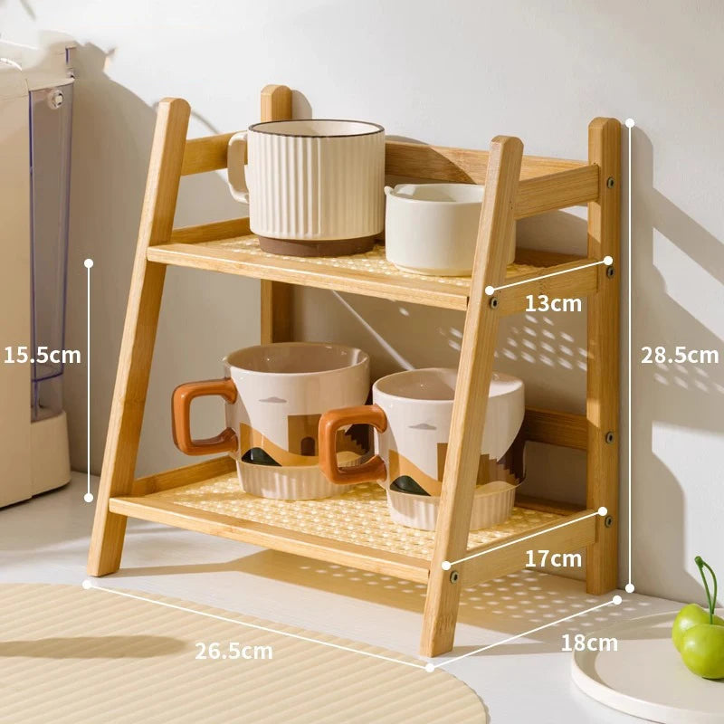 Coffee Rack Countertop Storage Bamboo - 6 - km | ONEFY.SHOP