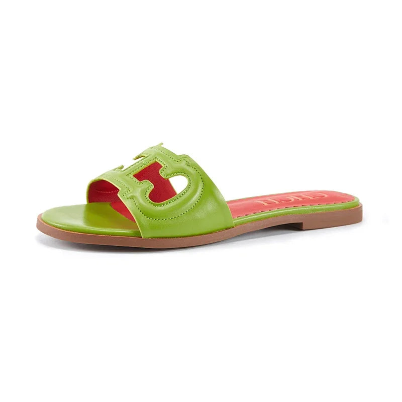 Monogrammed Flat Slide Sandal Collection  - 2 - gn  | ONEFY.SHOP