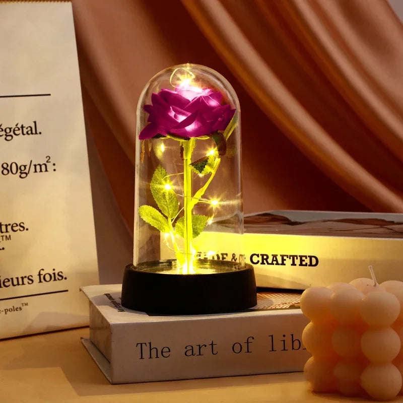 Illuminated Perpetual Rose in Glass Dome - 7 -  rs | ONEFY.SHOP