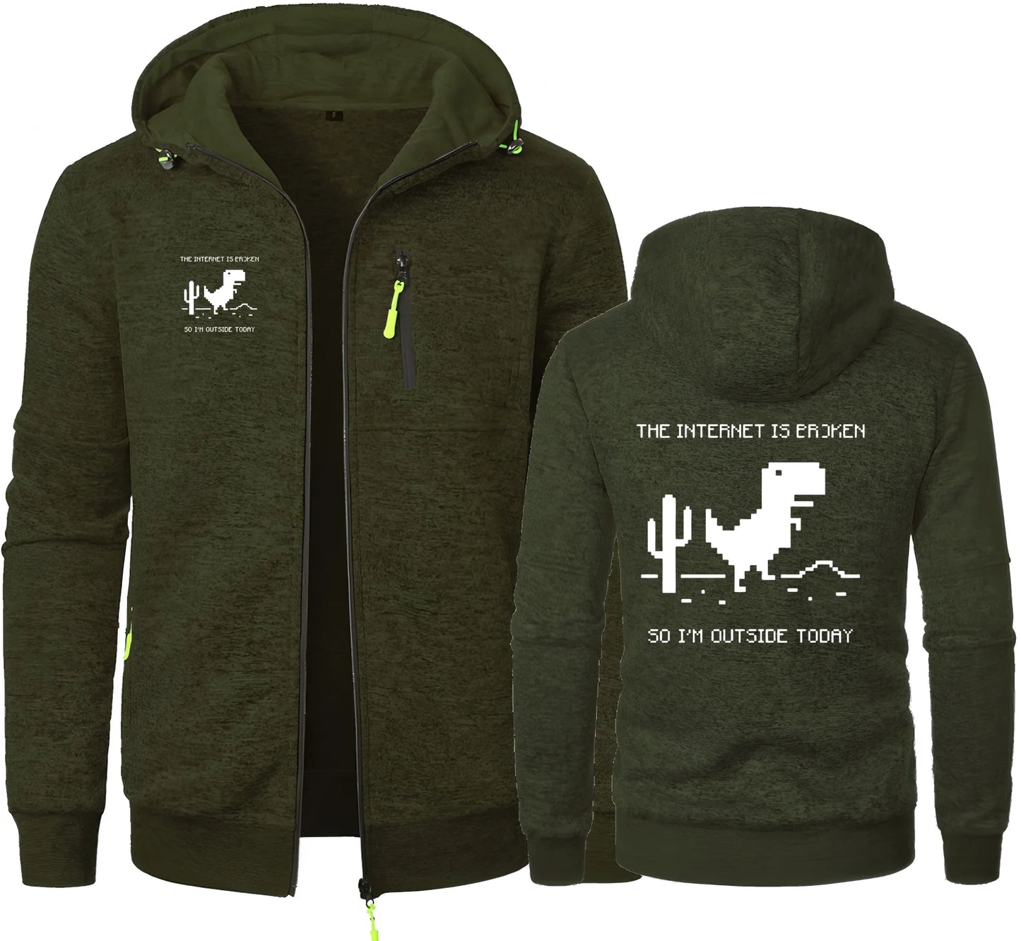 Chrome Dinosaur Game Zip-Up Hoodie - 2 - ps | ONEFY.SHOP