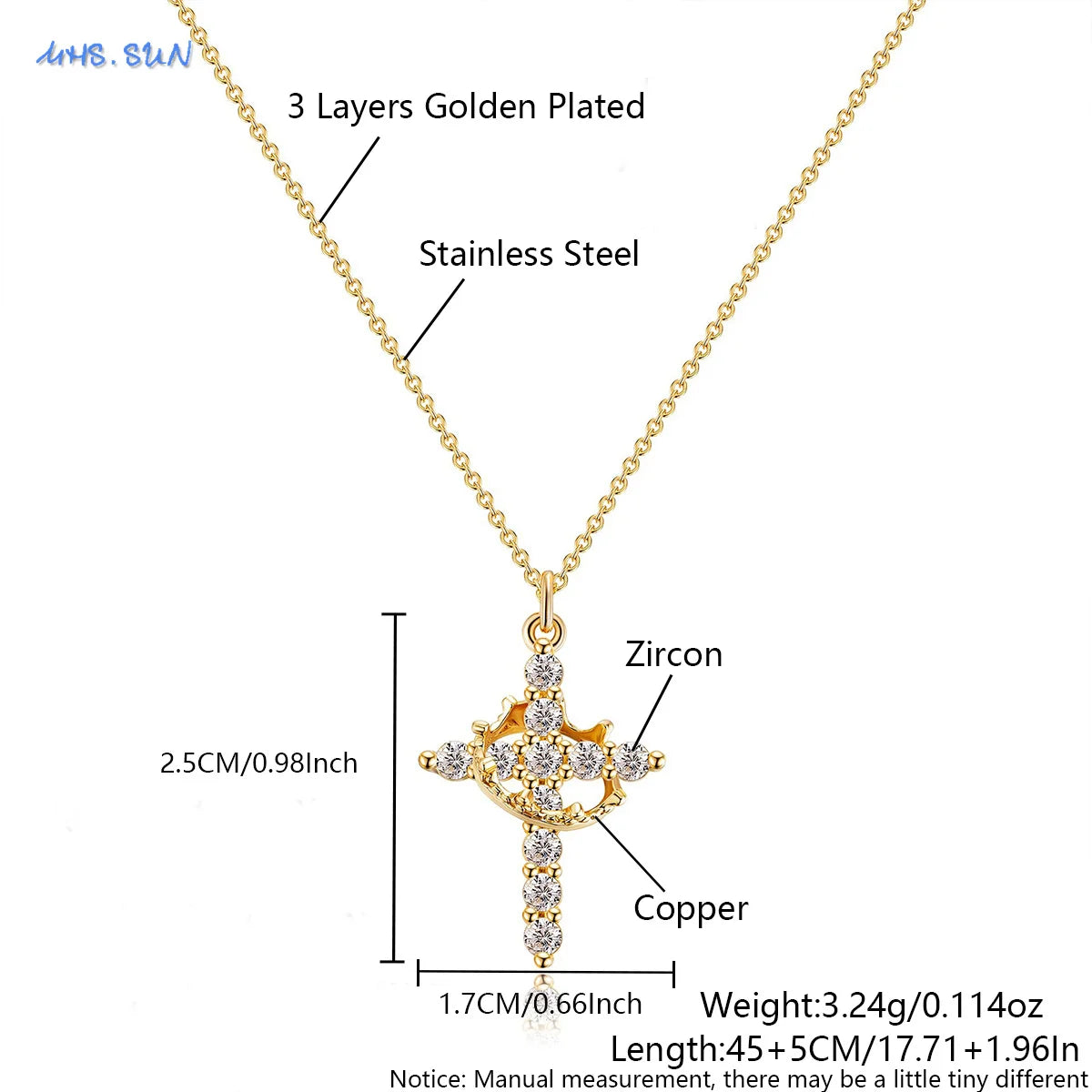 Rotatable Crown Cross Pendant Necklace - 8 - js | ONEFY.SHOP