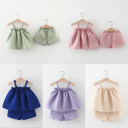 2PCS Summer Cotton Linen Set Baby Girl - 9 - kn | ONEFY.SHOP