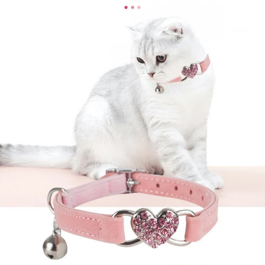 Heart Shaped Cat Collar With Bell - 5 - pn | ONEFY.SHOP