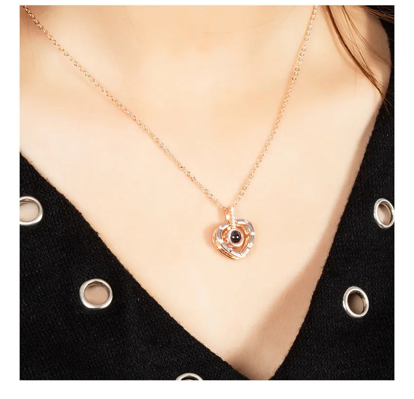 I Love You Projection Heart Pendant Necklace - 7 -  rs | ONEFY.SHOP