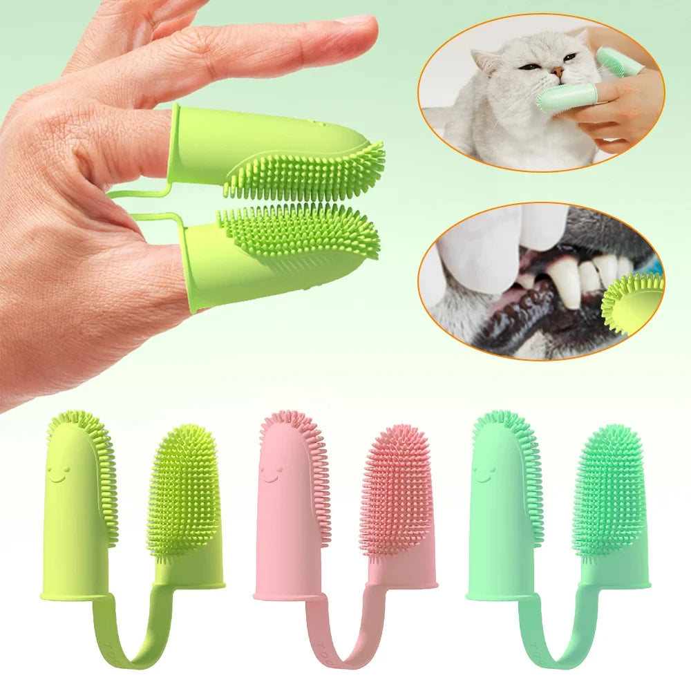 Pet Soft Double Finger Toothbrush - 5 - pe | ONEFY.SHOP