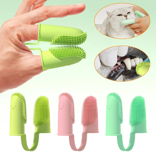 Pet Soft Double Finger Toothbrush - 5 - pe | ONEFY.SHOP