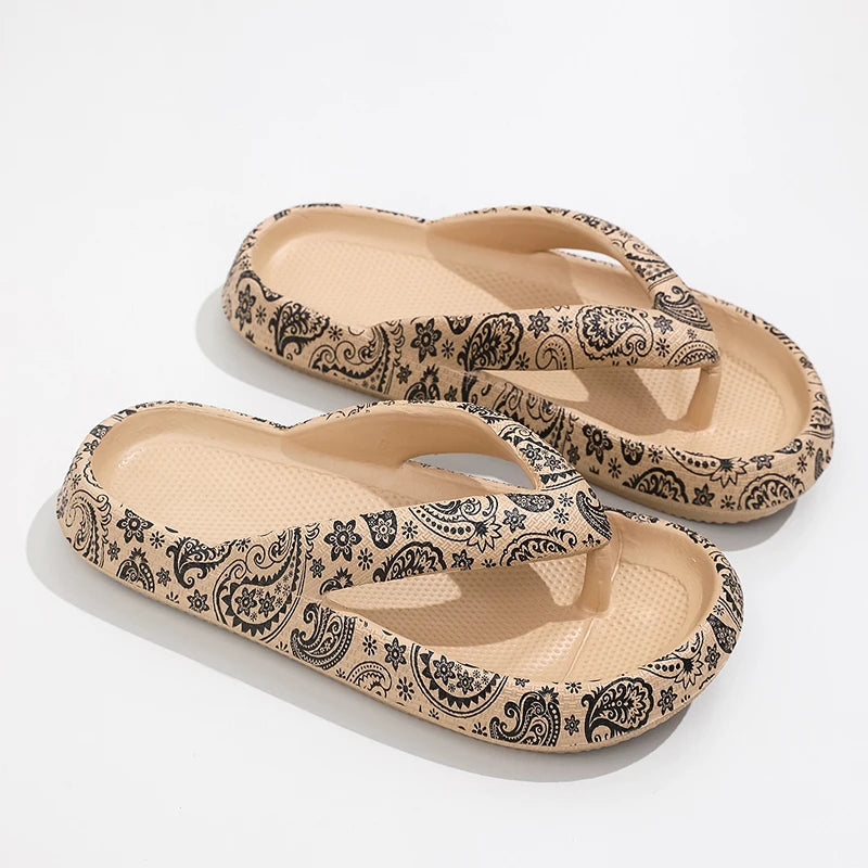 Patterned Platform Thong Flip-Flop - 2 - gn  | ONEFY.SHOP