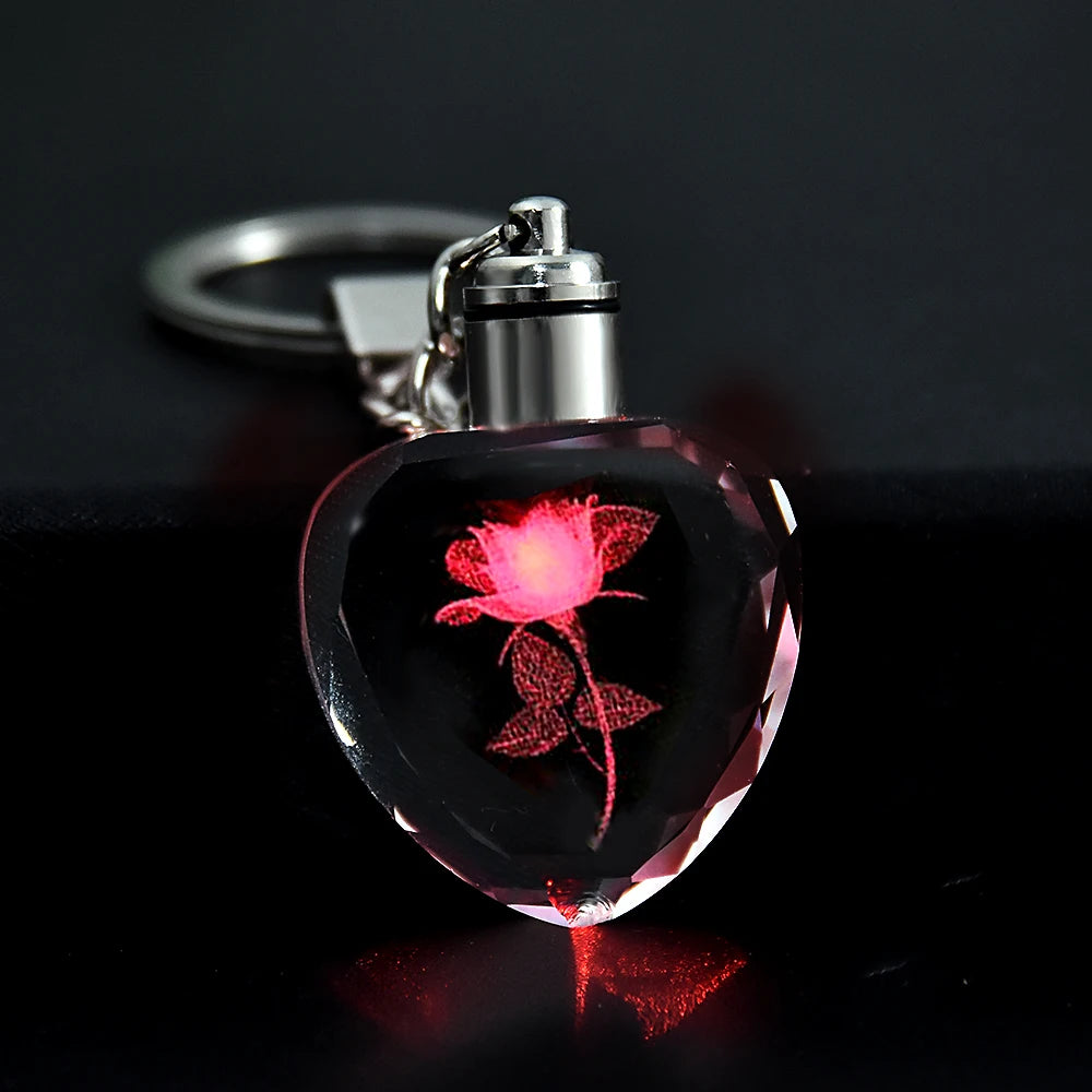 LED Illuminated Crystal Heart Keychain - 7 -  rs | ONEFY.SHOP