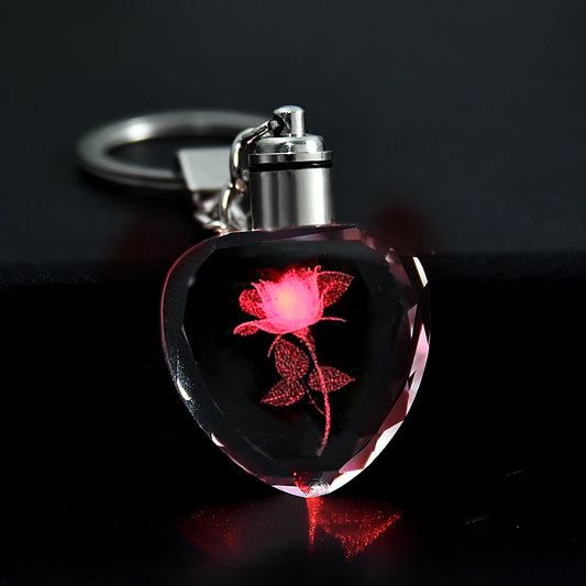 LED Illuminated Crystal Heart Keychain - 7 -  rs | ONEFY.SHOP