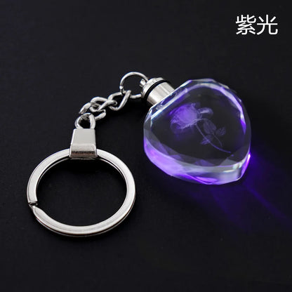 LED Illuminated Crystal Heart Keychain - 7 -  rs | ONEFY.SHOP