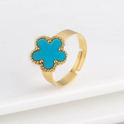 Double Flower Adjustable Ring - 2 - gn | ONEFY.SHOP
