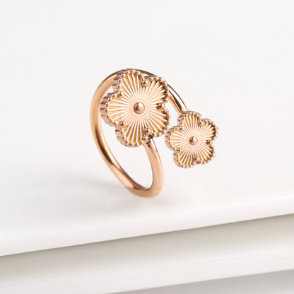 Double Flower Adjustable Ring - 2 - gn | ONEFY.SHOP