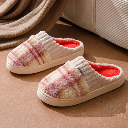 Tartan Plaid Lined Knitted Slipper - 2 - gn | ONEFY.SHOP