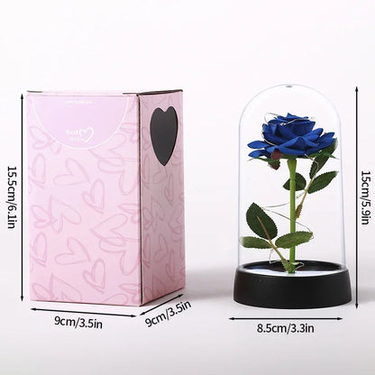 Illuminated Perpetual Rose in Glass Dome - 7 -  rs | ONEFY.SHOP