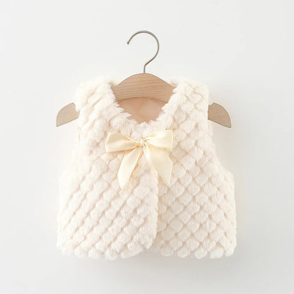Baby Girls Vest Warm Bow - 9 - kn | ONEFY.SHOP