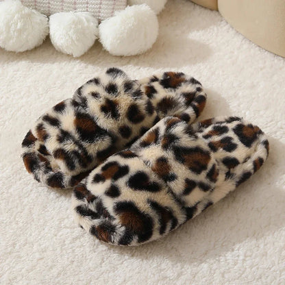 Leopard Print Plush Faux Fur Home Slipper - 2 - gn | ONEFY.SHOP