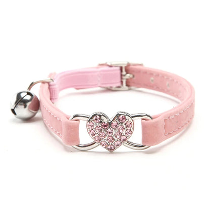 Heart Shaped Cat Collar With Bell - 5 - pn | ONEFY.SHOP