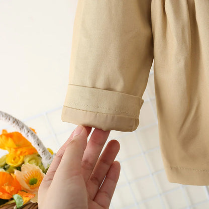 Button Bow Trench Coat Baby Girl - 9 - kn | ONEFY.SHOP