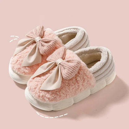 Elegant Plush Bow Indoor Slipper - 2 - gn | ONEFY.SHOP