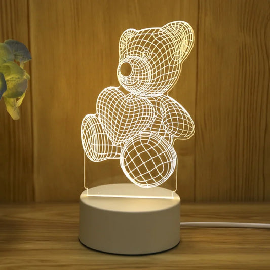 3D Optical Illusion Teddy Bear Night Light - 7 -  rs | ONEFY.SHOP