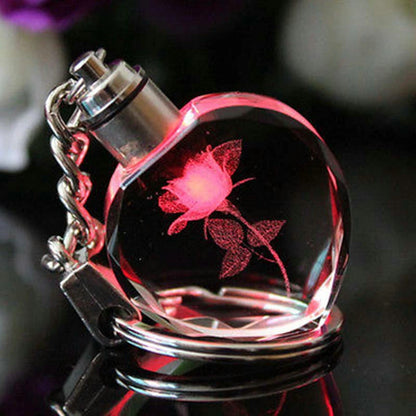 LED Illuminated Crystal Heart Keychain - 7 -  rs | ONEFY.SHOP