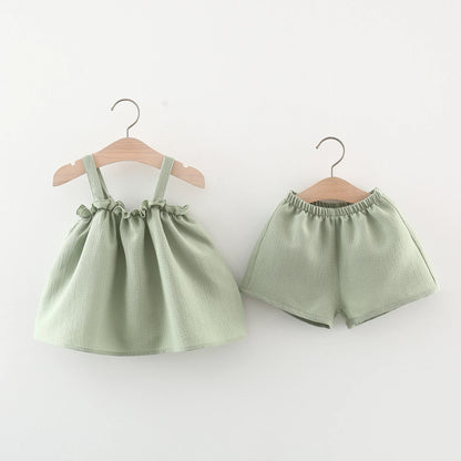 2PCS Summer Cotton Linen Set Baby Girl - 9 - kn | ONEFY.SHOP
