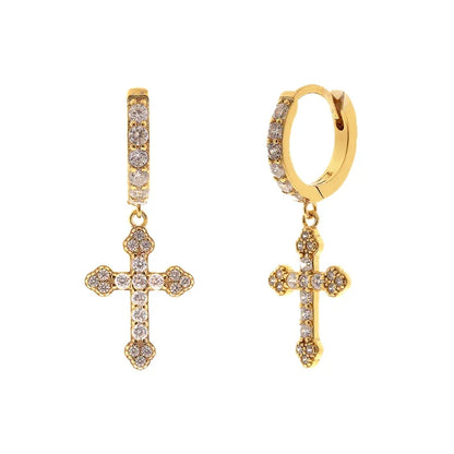 Gold/Silver Cross Pendant Earrings - 8 - js | ONEFY.SHOP