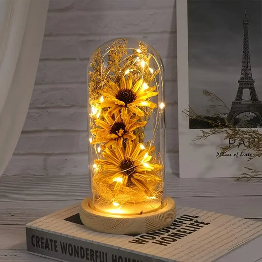 Floral Display in Glass Dome with LED Lights - 7 -  rs | ONEFY.SHOP