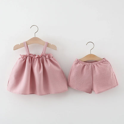2PCS Summer Cotton Linen Set Baby Girl - 9 - kn | ONEFY.SHOP