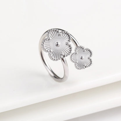 Double Flower Adjustable Ring - 2 - gn | ONEFY.SHOP