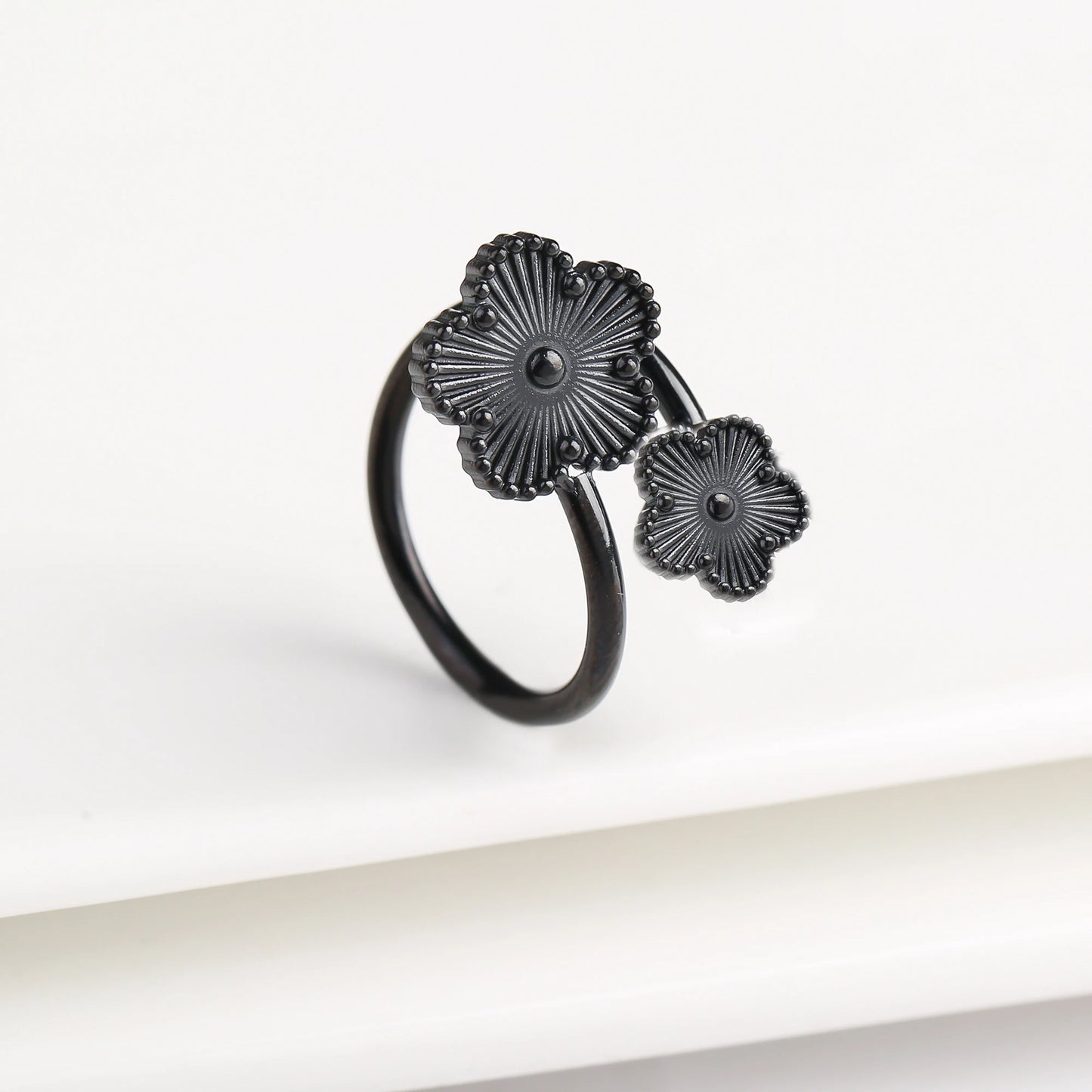 Double Flower Adjustable Ring - 2 - gn | ONEFY.SHOP