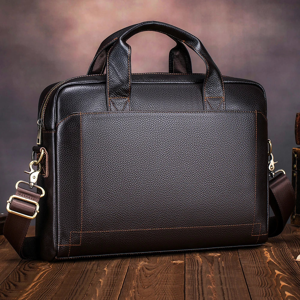 Classic Pebbled Leather Business Briefcase - 2 - aw | ONEFY.SHOP
