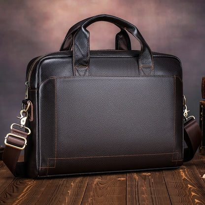 Classic Pebbled Leather Business Briefcase - 2 - aw | ONEFY.SHOP