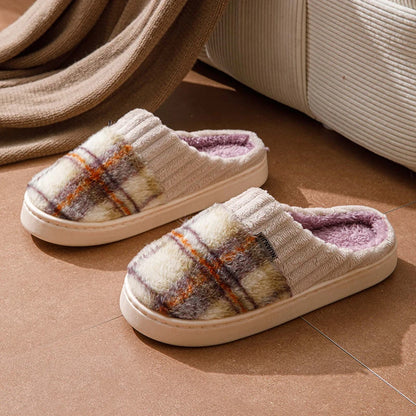 Tartan Plaid Lined Knitted Slipper - 2 - gn | ONEFY.SHOP