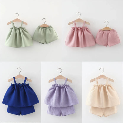 2PCS Summer Cotton Linen Set Baby Girl - 9 - kn | ONEFY.SHOP