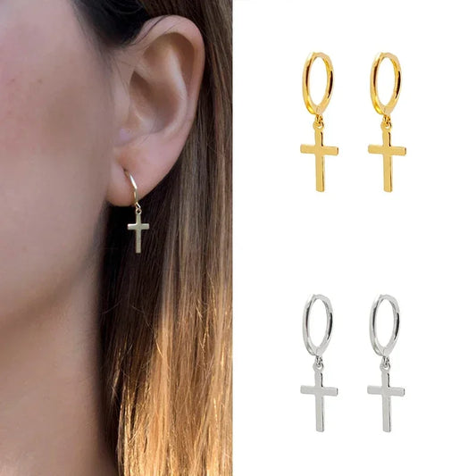 Gold/Silver Cross Pendant Earrings - 8 - js | ONEFY.SHOP