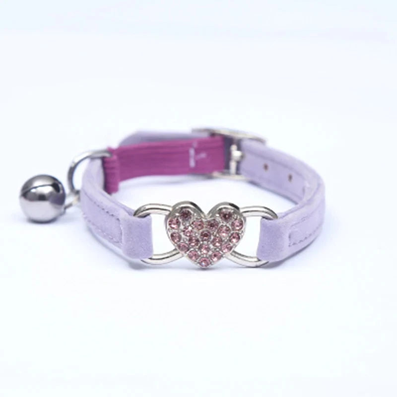 Heart Shaped Cat Collar With Bell - 5 - pn | ONEFY.SHOP