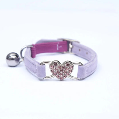 Heart Shaped Cat Collar With Bell - 5 - pn | ONEFY.SHOP